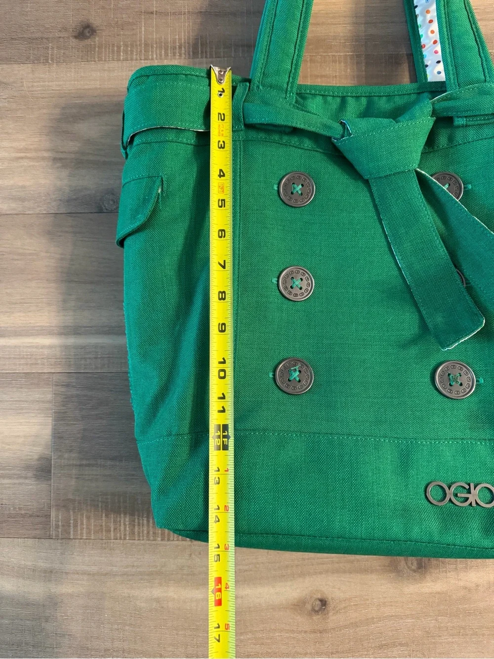 OGIO Green Canvas Tote Bag with Button Detail